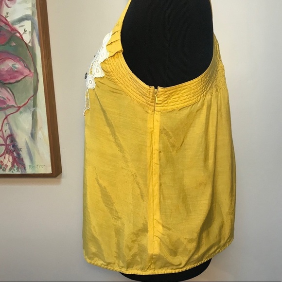 Anthropologie Floreat Mustard Yellow Tank Top Crochet Size 8 Sleeveless Blouse - Picture 4 of 11